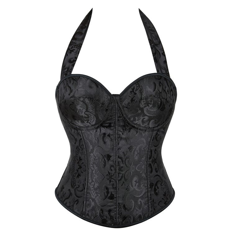 Kobine Damen Gothic Riemchen Neckholder Überbrustkorsett