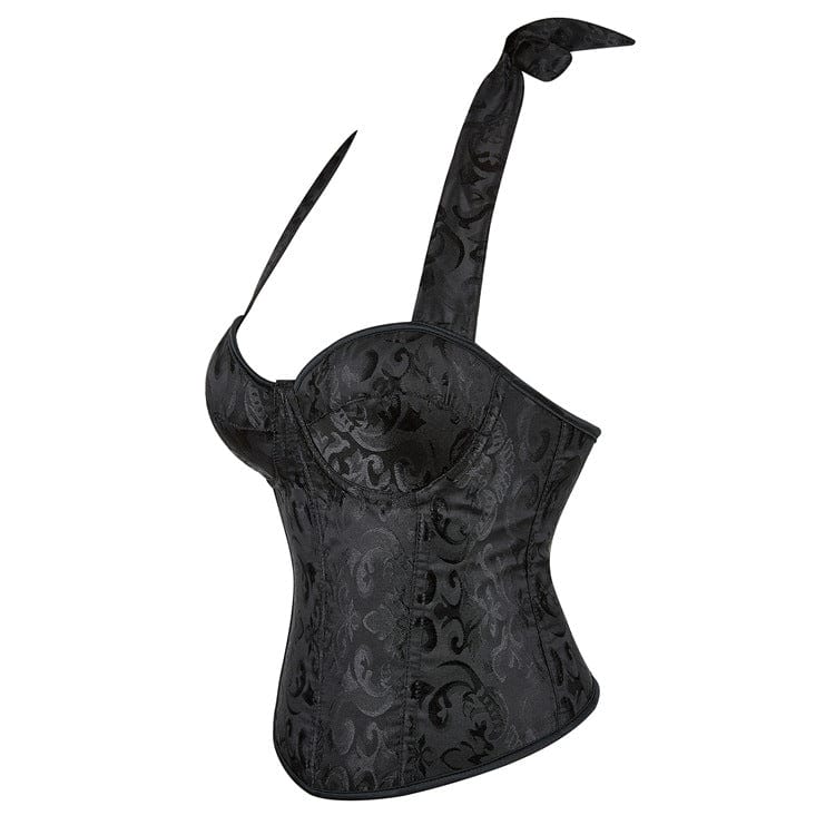 Kobine Damen Gothic Riemchen Neckholder Überbrustkorsett