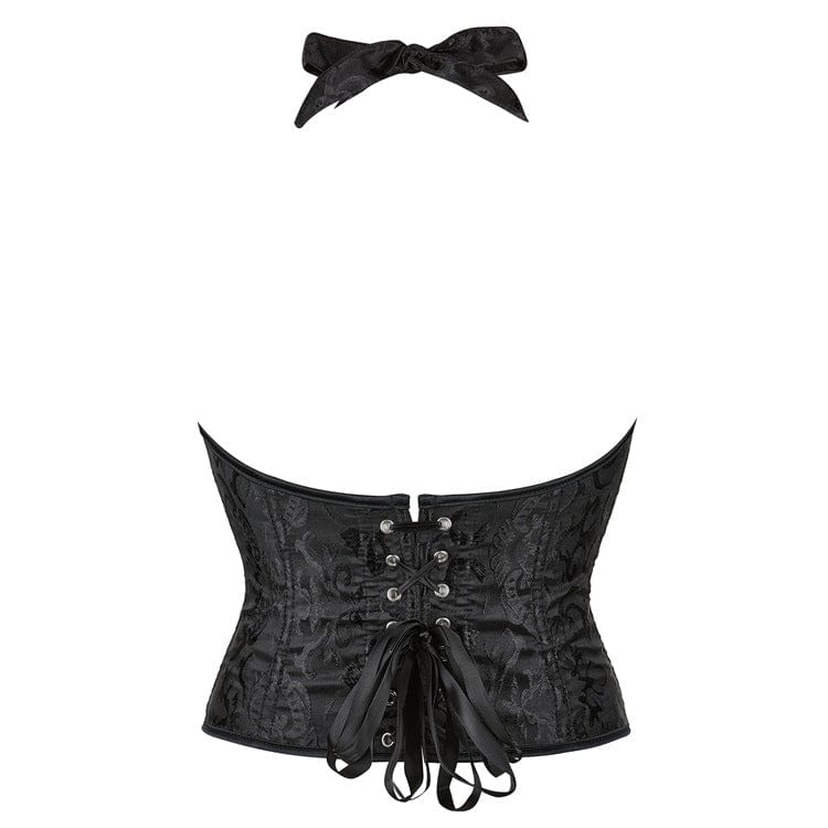 Kobine Damen Gothic Riemchen Neckholder Überbrustkorsett
