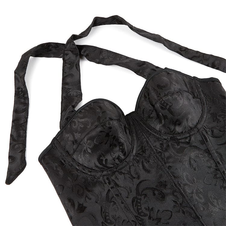 Kobine Damen Gothic Riemchen Neckholder Überbrustkorsett