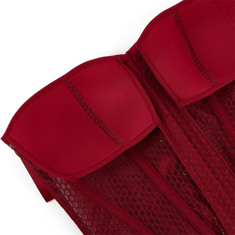 Kobine Gothic-Überbrustkorsett mit Riemchen aus Netzstoff für Damen