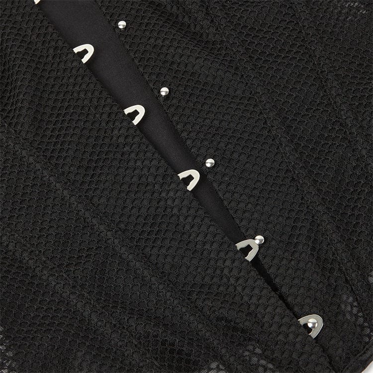 Kobine Gothic-Überbrustkorsett mit Riemchen aus Netzstoff für Damen