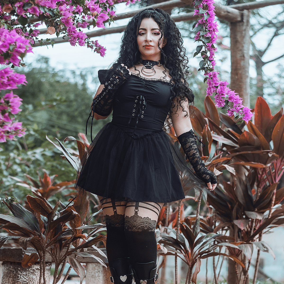 Women's Gothic Strappy Mesh Splice Slip Dress – Punk Design