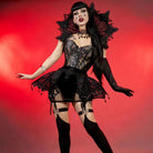 Kobine Damen Gothic Riemchen-Unterbrustkorsett aus Netzstoff