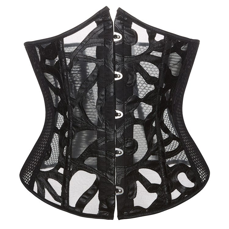 Kobine Women's Gothic Strappy Mesh Underbust Corset