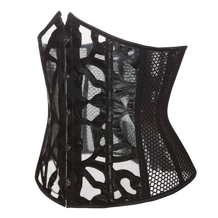 Kobine Women's Gothic Strappy Mesh Underbust Corset