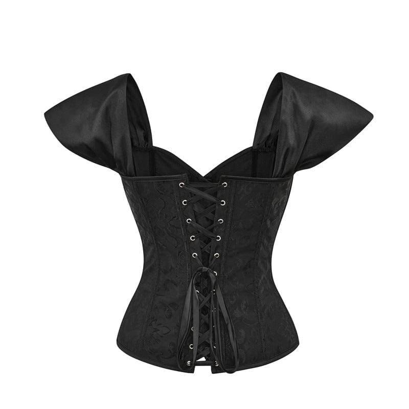 Corsetto overbust con spalline e spalle scoperte in stile gotico da donna Kobine
