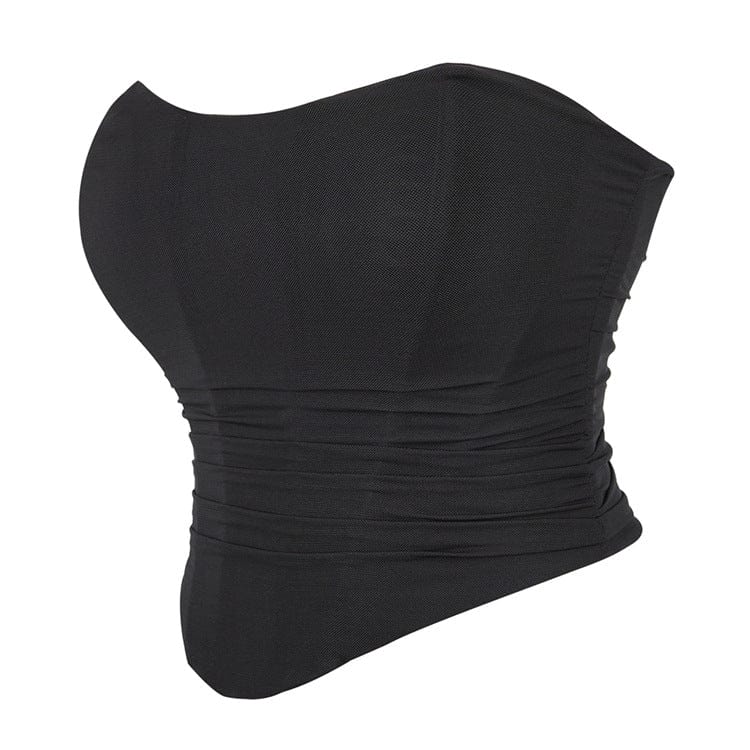 Corsetto sopra il seno in rete con arricciature e spalline gotiche da donna Kobine