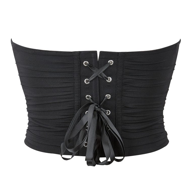 Corsetto sopra il seno in rete con arricciature e spalline gotiche da donna Kobine