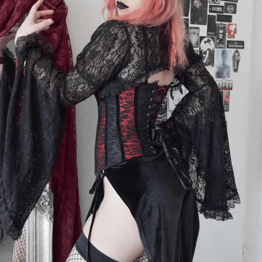 Kobine Women's Gothic Strappy Side Slit Halterneck Dress