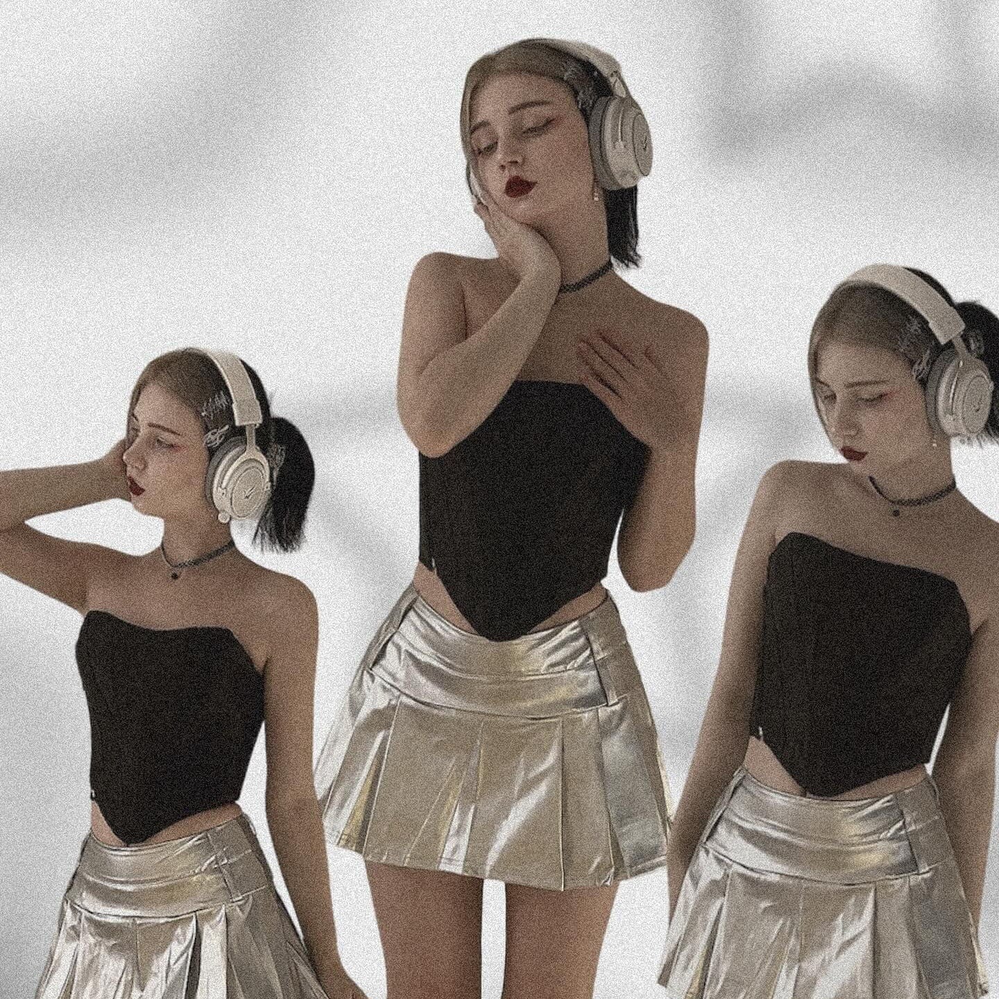 Corsetto overbust in tinta unita con spalline gotiche da donna Kobine