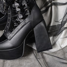 Kobine Women's Gothic Studded Lace-up Zipper Platform Ankle Boots