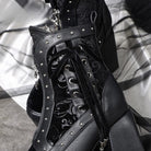 Kobine Women's Gothic Studded Lace-up Zipper Platform Ankle Boots