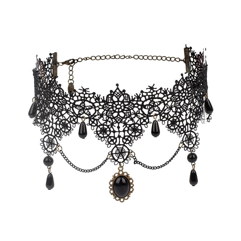 Kobine Women's Gothic Tassel Lace Choker