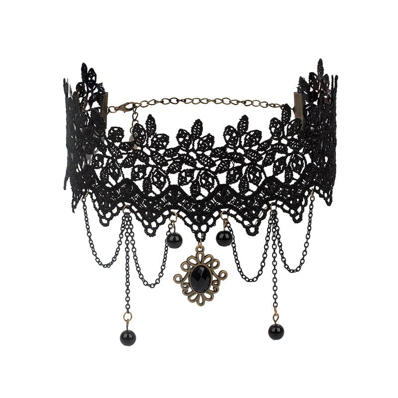 Kobine Women's Gothic Tassel Lace Choker