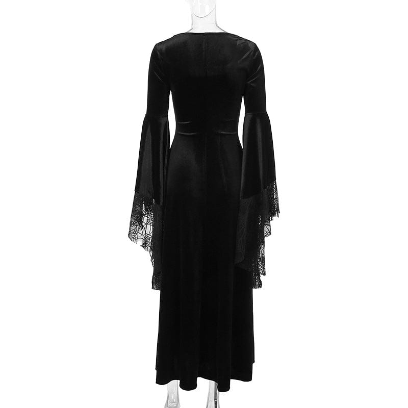 MELDVDIB Women's Gothic Lace Long Sleeve Vintage Dress