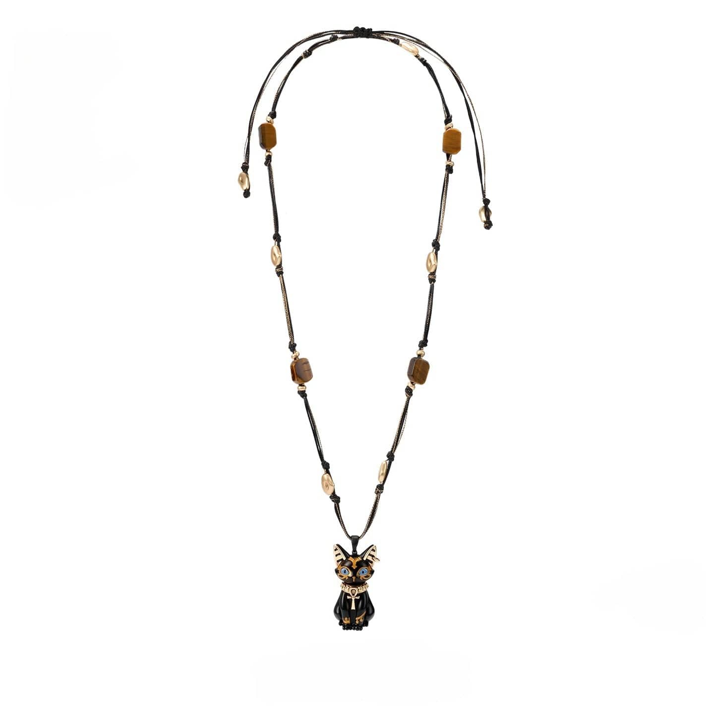 Kobine Women's Grunge Adjustable Cat Long Necklace