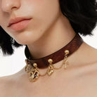 Kobine Women's Grunge Angel Cross Fuax Leather Choker