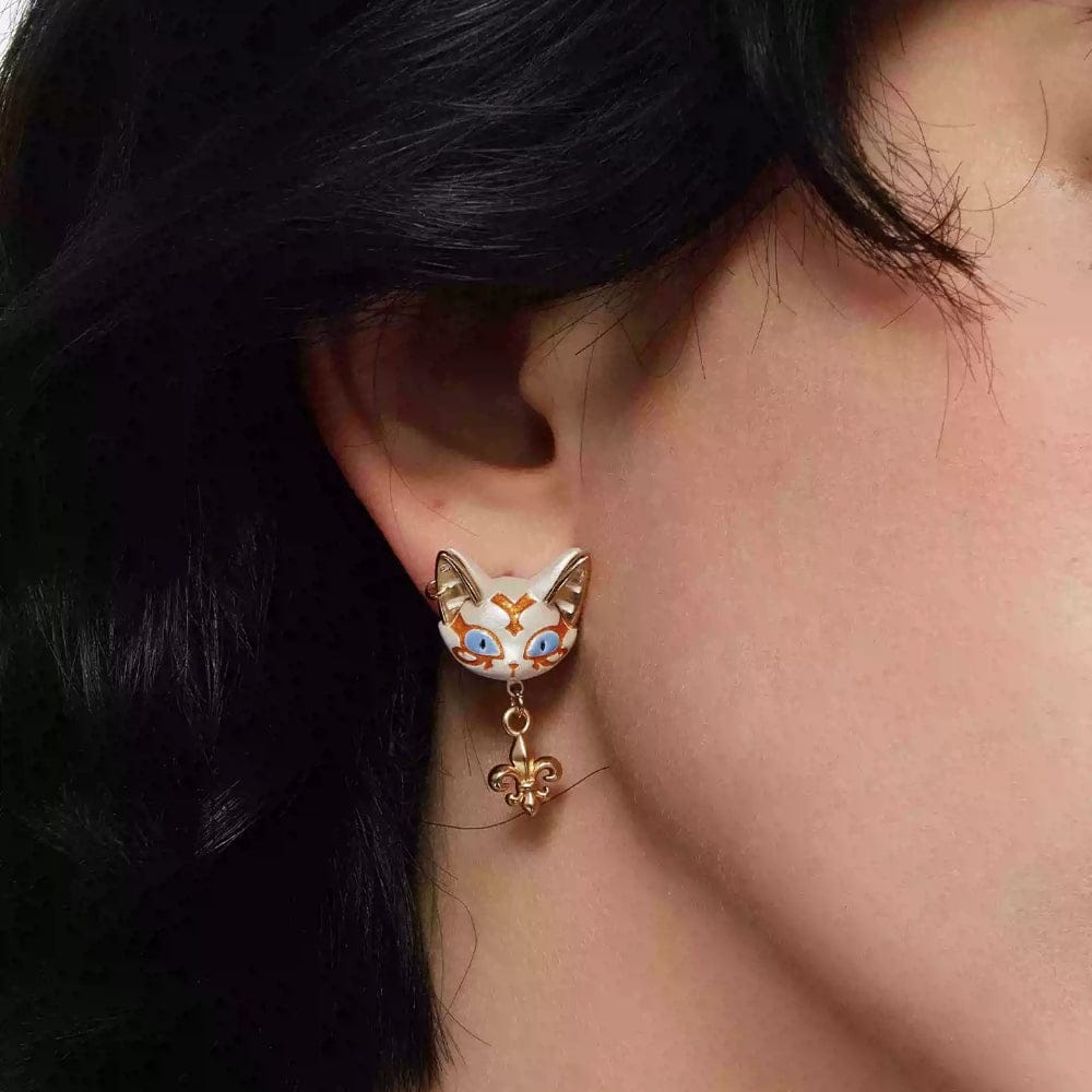 Kobine Women's Grunge Asymmetric Cat Earrings