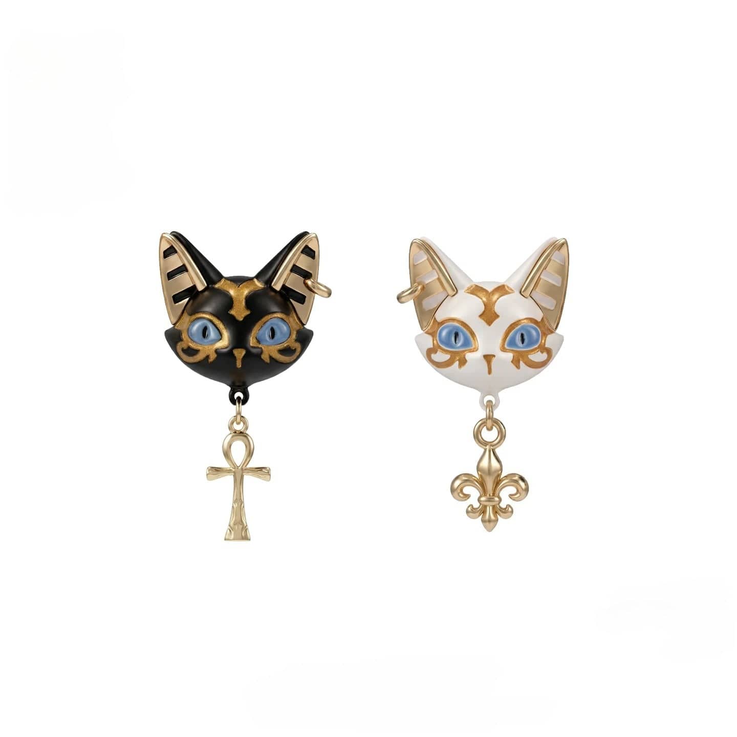 Kobine Women's Grunge Asymmetric Cat Earrings