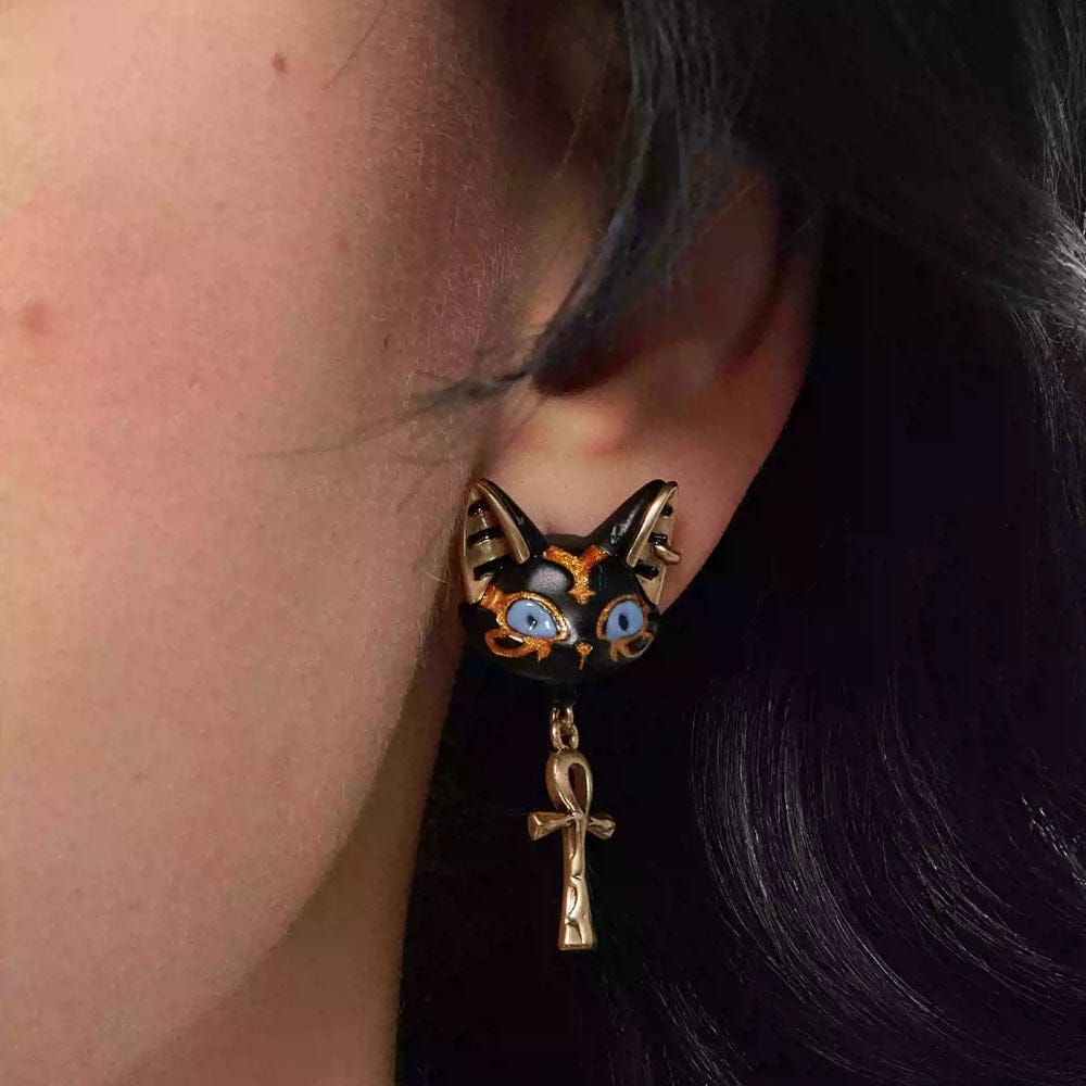 Kobine Women's Grunge Asymmetric Cat Earrings