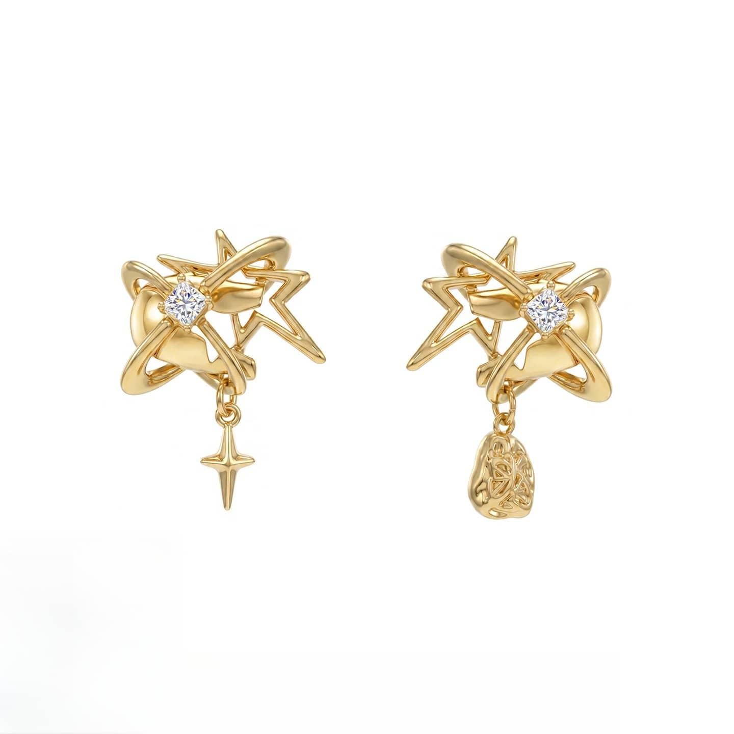 Kobine Women's Grunge Asymmetric Star Earrings
