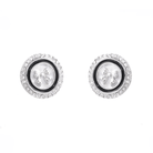 Kobine Women's Grunge Bowknot Button Rhinestone Earrings