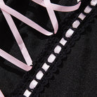 Kobine Women's Grunge Bowknot Lace-up Sexy Lingerie Set with Garter