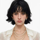 Kobine Women's Grunge Bowknot Pearl Layered Necklace