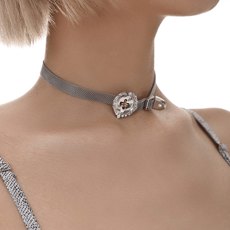 Kobine Women's Grunge Buckle Snake Chain Necklace