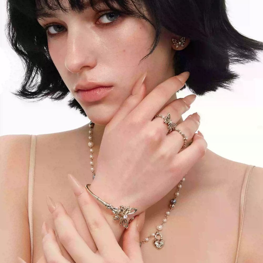 Kobine Women's Grunge Butterfly Key Open Design Bracelet