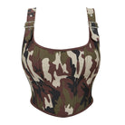 Kobine Women's Grunge Camouflage Buckles Overbust Corset