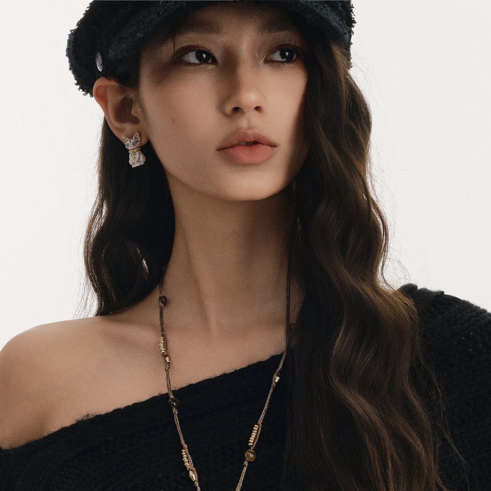 Kobine Women's Grunge Cat Earrings