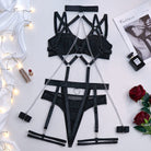 Kobine Women's Grunge Chain Ring Linked Choker Sexy Harness Lingerie Set