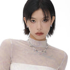 Kobine Damen Grunge Bunte Zirkon Perlenkette