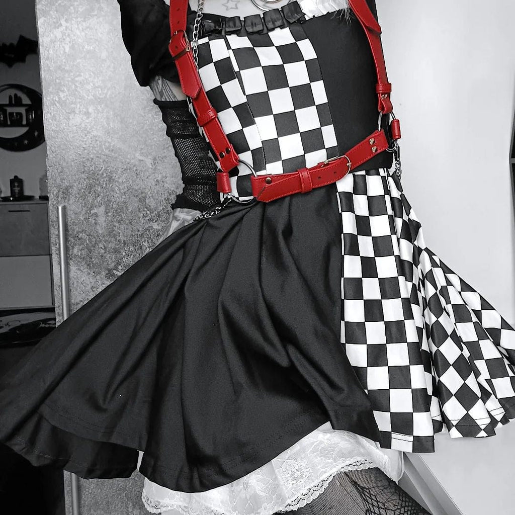 Kobine Women's Grunge Contrast Color Plaid Short Dress