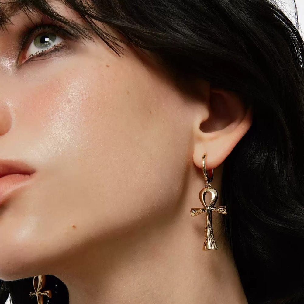 Kobine Women's Grunge Cross Earrings