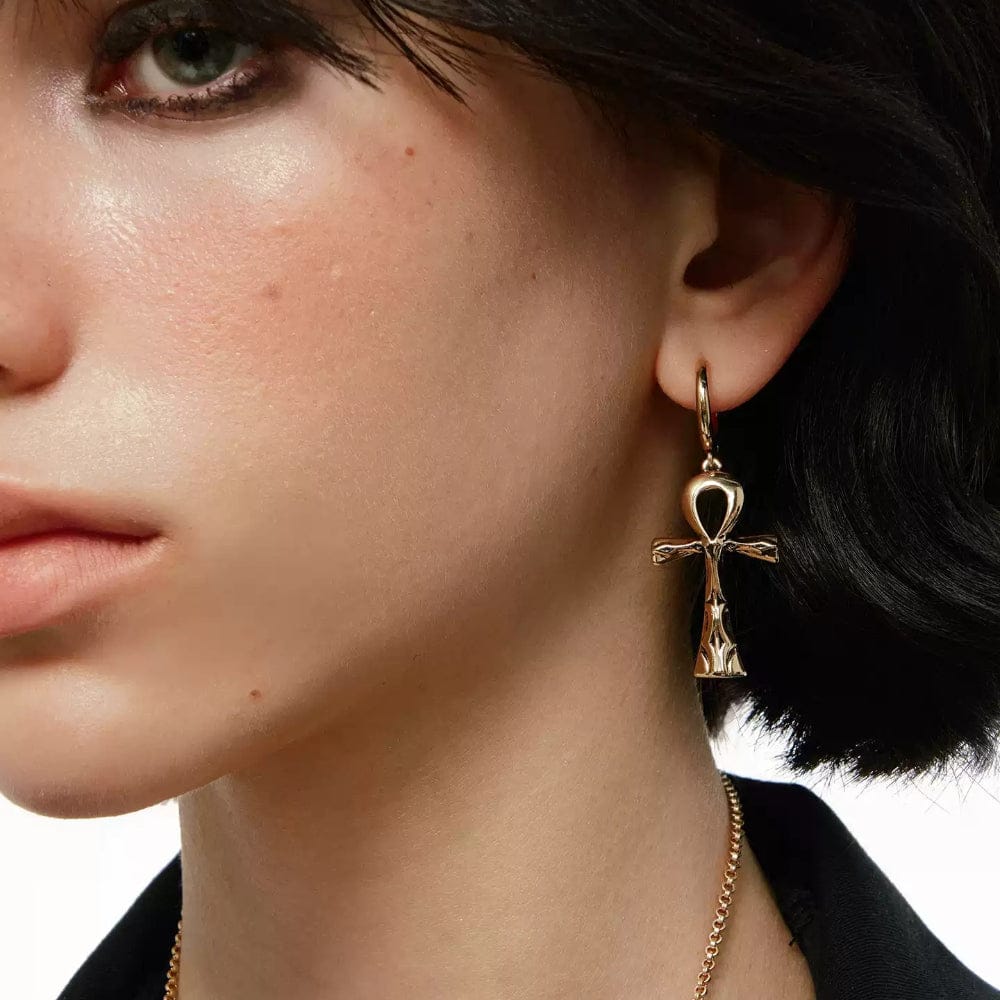 Kobine Women's Grunge Cross Earrings