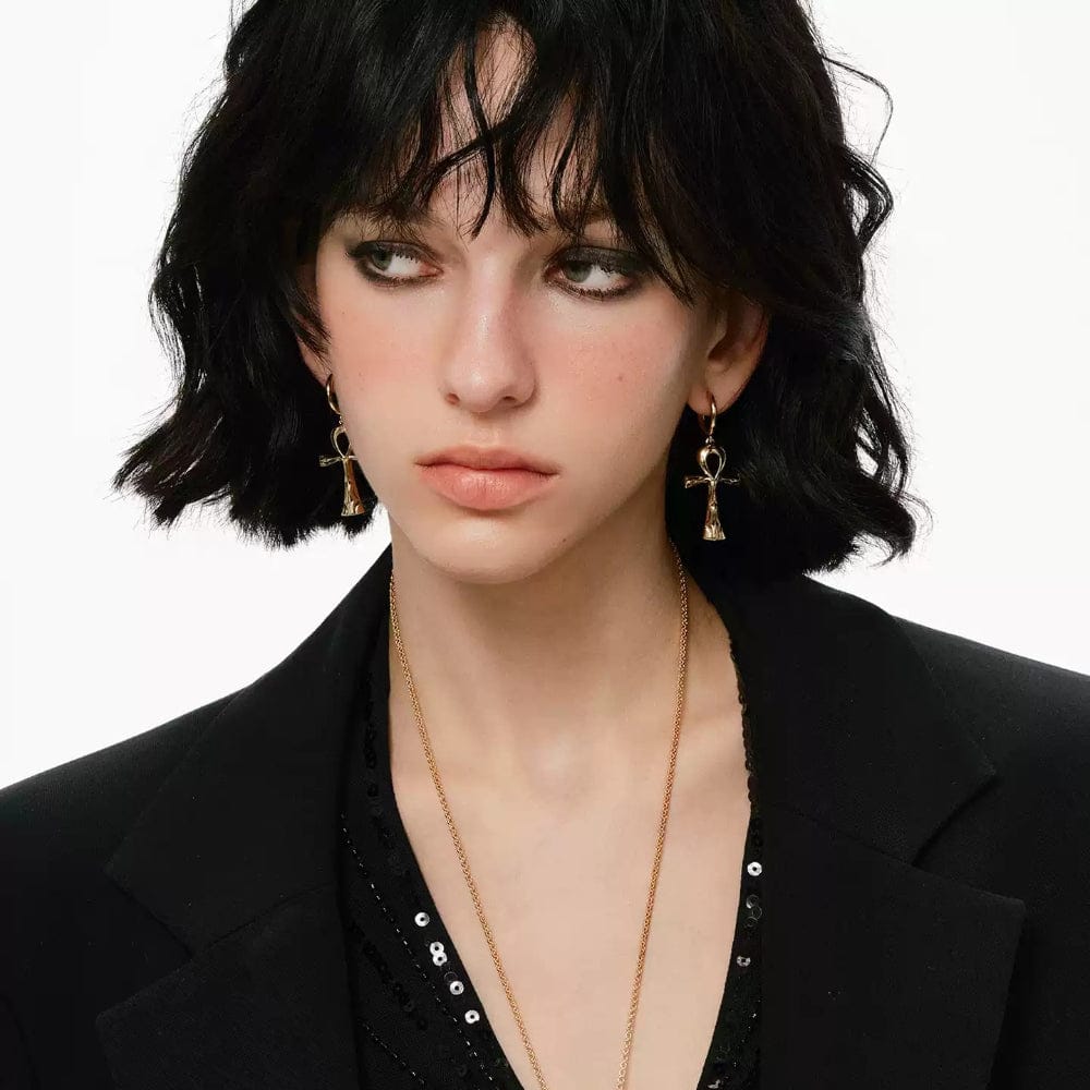 Kobine Women's Grunge Cross Earrings