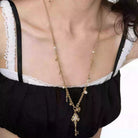 Kobine Women's Grunge Cross Heart Key Necklace