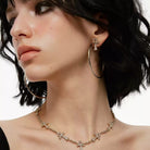 Kobine Women's Grunge Cross Hoop Earrings