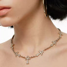 Kobine Women's Grunge Diamante Cross Chain Necklace