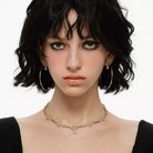 Kobine Women's Grunge Diamante Cross Chain Necklace