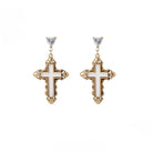 Kobine Women's Grunge Diamante Cross Earrings