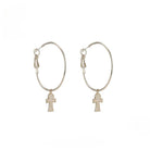 Kobine Women's Grunge Diamante Cross Hoop Earrings