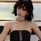 Kobine Women's Grunge Diamante Cross Necklace