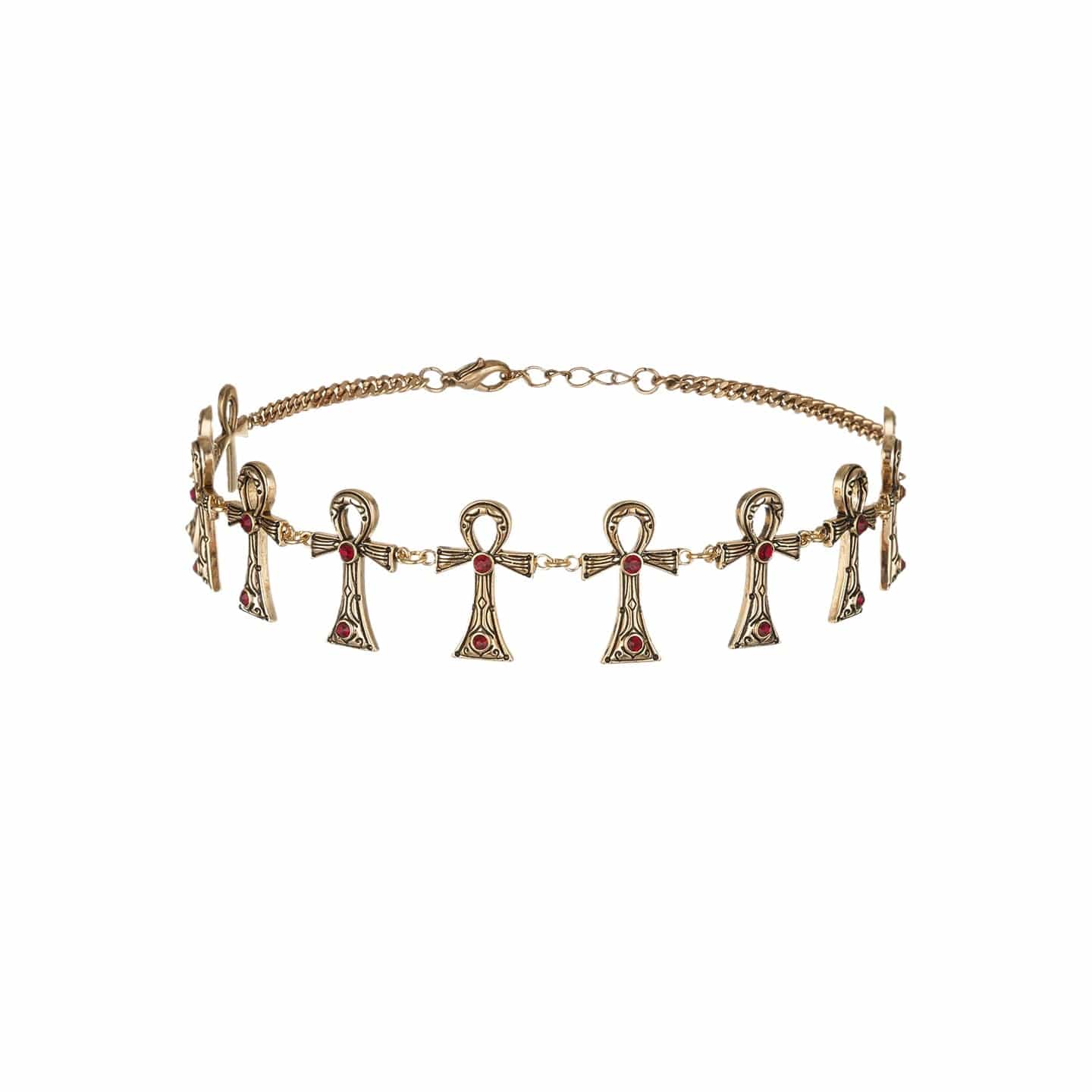 Kobine Women's Grunge Diamante Cross Necklace