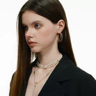 Kobine Women's Grunge Diamante Cross Pearl Necklace