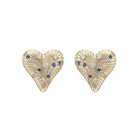 Kobine Women's Grunge Diamante Heart Earrings