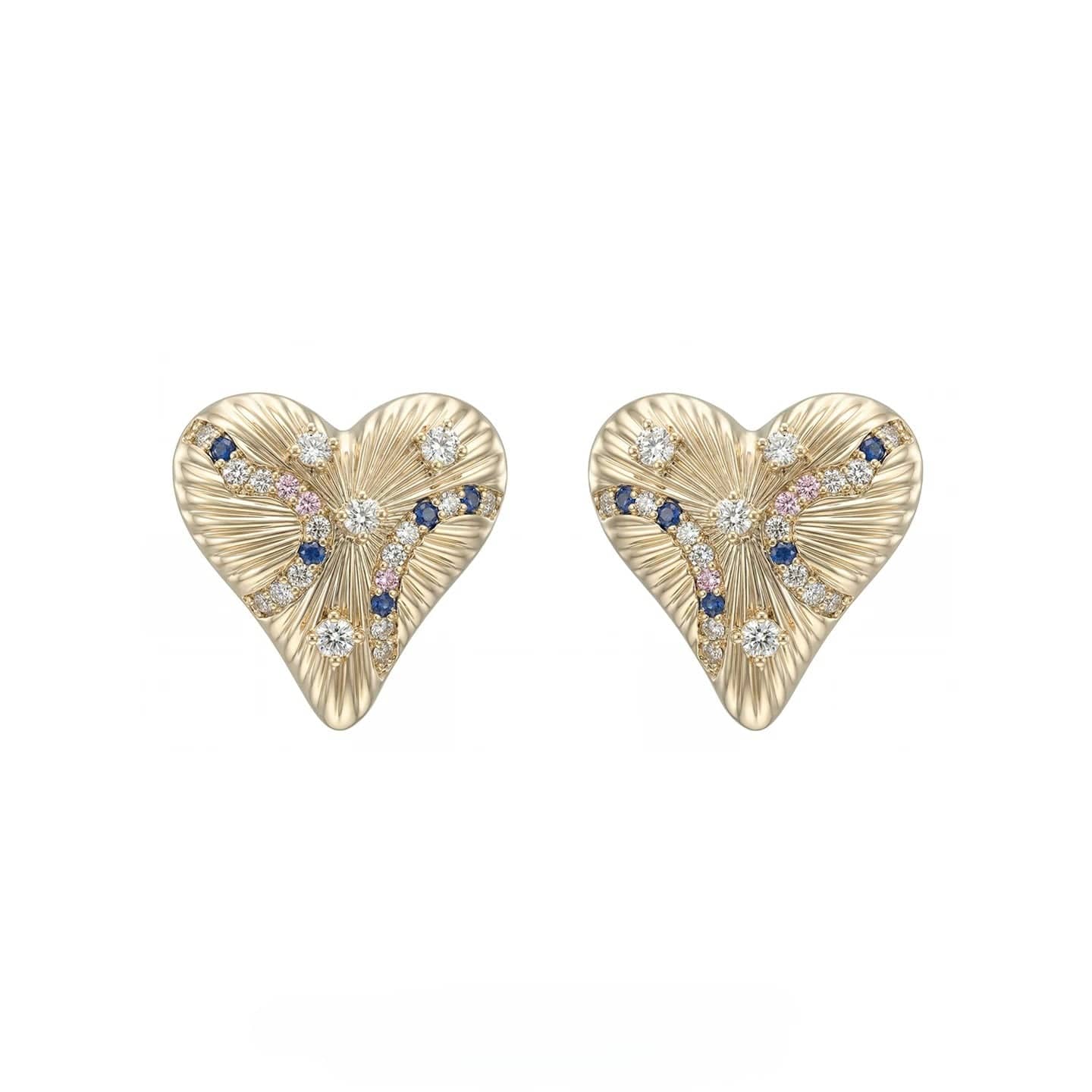 Kobine Women's Grunge Diamante Heart Earrings